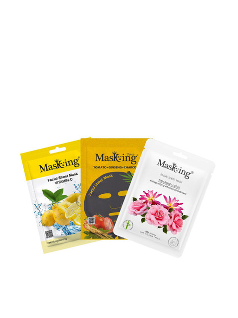 

MasKing Set Of 3 Beauty Bamboo Charcoal Facial Sheet Mask, Multi