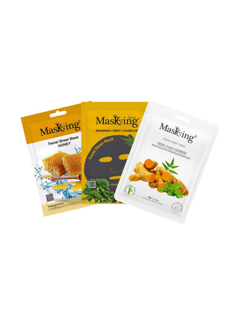 

MasKing Set Of 3 Beauty Bamboo Charcoal Facial Sheet Mask, Multi