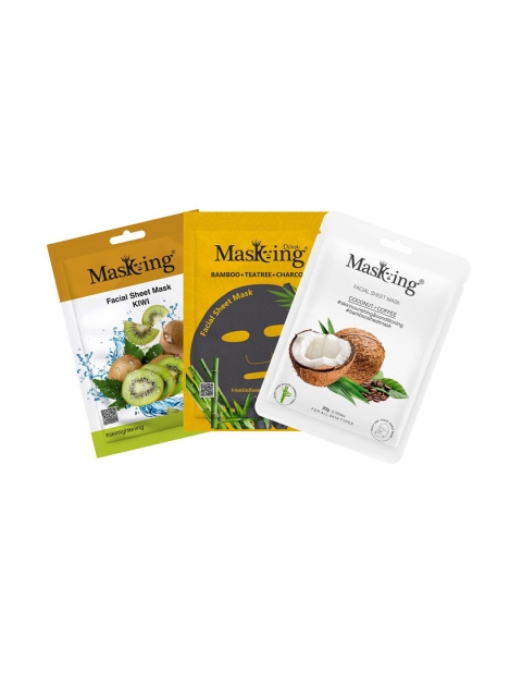 

MasKing Set Of 3 Multi-Coloured Bamboo Charcoal Facial Sheet Mask
