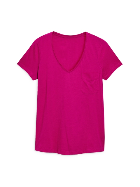 

next Women Pink Solid V-Neck T-shirt