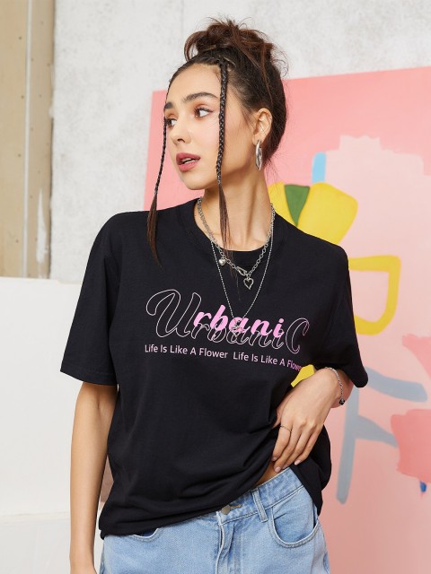 

URBANIC Women Red & french middle red purple T-shirt