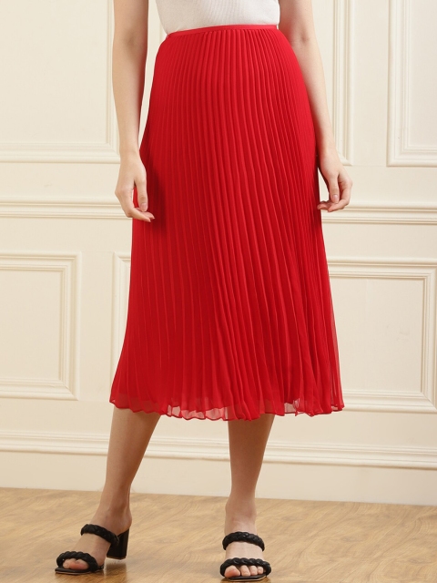 

Polo Ralph Lauren Women Red Solid Pleated Skirt