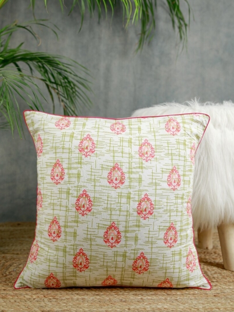 

Jaipur Folk White & Pink Set of 2 Floral Square Cushion Covers