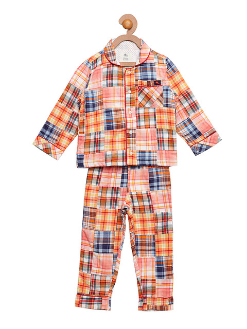 

Cherry Crumble Unisex Orange Checked Nightsuit WS-IC-0196-8