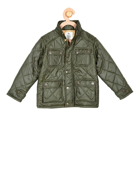 

Cherry Crumble Unisex Olive Green Solid Lightweight Quilted Jacket