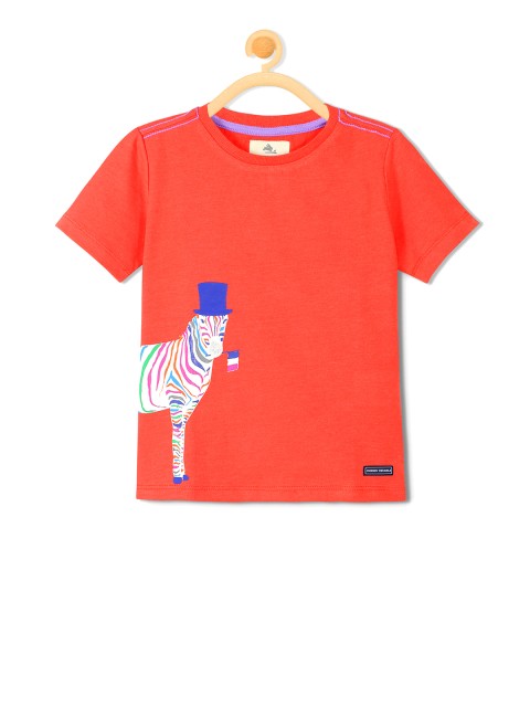 

Cherry Crumble Unisex Orange Printed Round Neck T-shirt