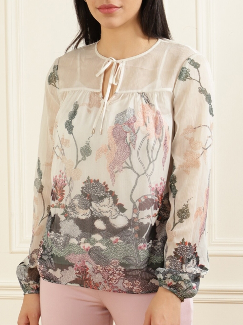 

Ted Baker Cream-Coloured Floral Print Top