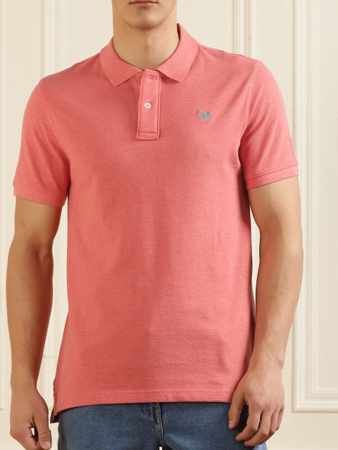 

Crew Clothing Men Pink Polo Collar Applique T-shirt