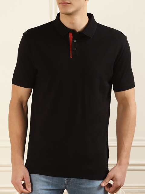 

HUGO Men Black Henley Neck T-shirt