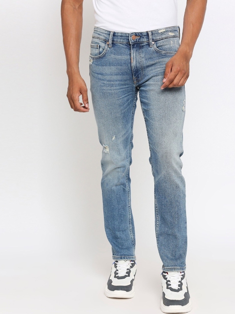 

LOVEGEN Men Blue Skinny Fit Low Distress Heavy Fade Stretchable Jeans