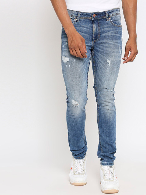 

LOVEGEN Men Blue Skinny Fit Mildly Distressed Heavy Fade Stretchable Jeans