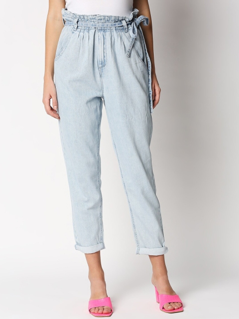 

LOVEGEN Women Blue Relaxed Fit High-Rise Low Distress Jeans