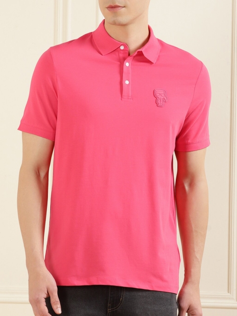 

Karl Lagerfeld Men Pink Polo Collar T-shirt