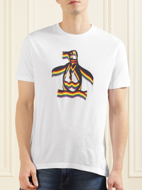 

Original Penguin Men White Printed Applique T-shirt