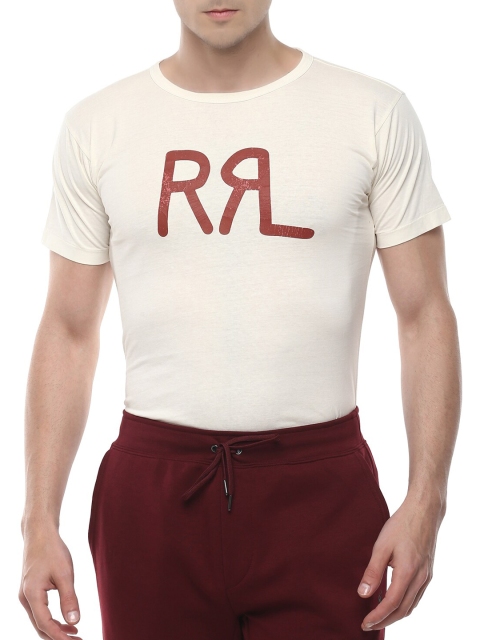 

Polo Ralph Lauren Men Beige & Red Typography Printed Cotton T-shirt