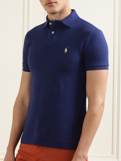

Polo Ralph Lauren Men Blue Solid Pure Cotton T-Shirt