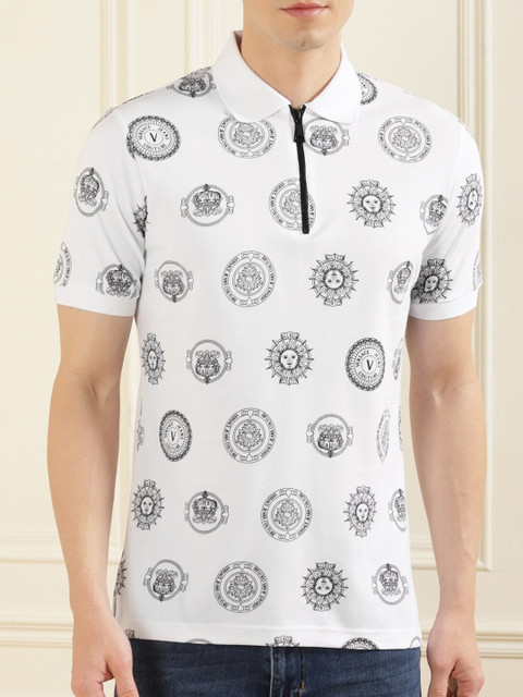 

Versace Jeans Couture Men White Sports Printed Mandarin Collar T-shirt