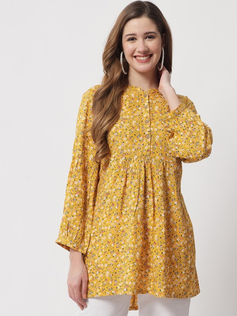 

Beatnik Mustard Yellow Floral Printed Kurti