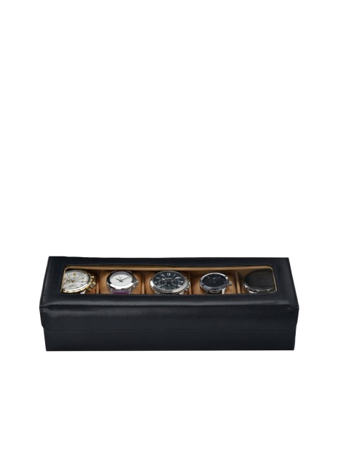 

essart Black Solid Faux Leather Watch Organiser