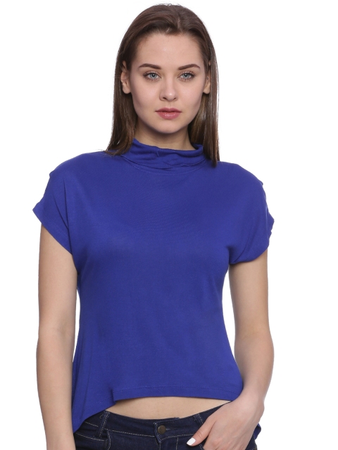 

Alibi Women Blue Solid Crop Top