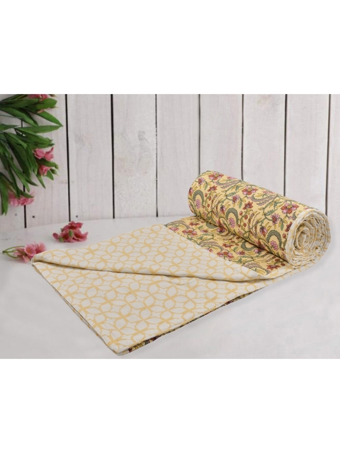 

TRANCE Unisex Multi Blankets Quilts and Dohars, Yellow