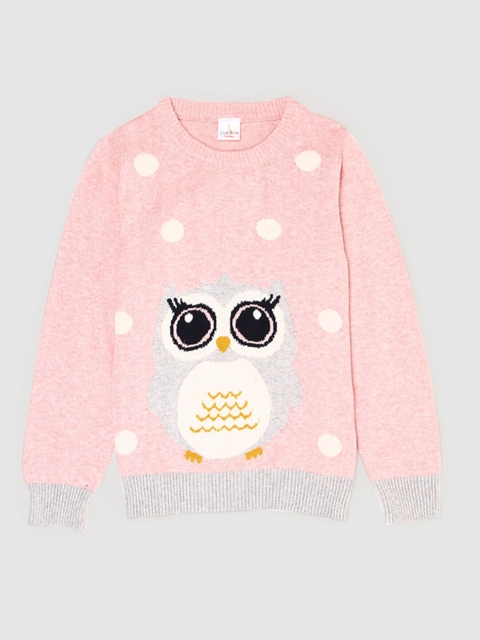

PORTOBELLO Girls Pink & White Animal Printed Pullover