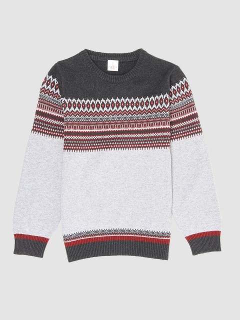 

PORTOBELLO Boys Charcoal & White Printed Pullover