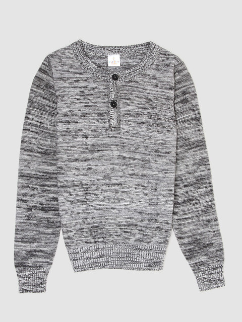 

PORTOBELLO Boys Black & Grey Ribbed Pullover
