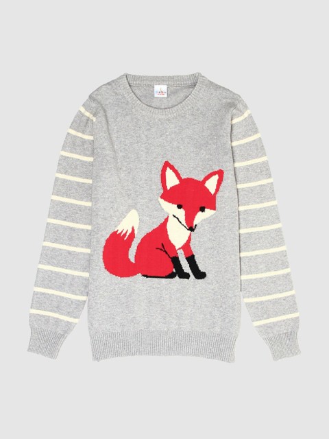 

PORTOBELLO Girls Grey & Red Animal Printed Pullover