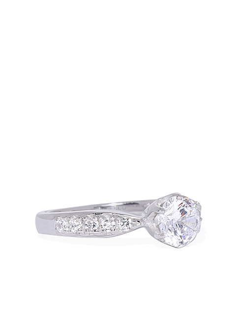 

Peora Women 925 Sterling Silver Rhodium Plated CZ Ring