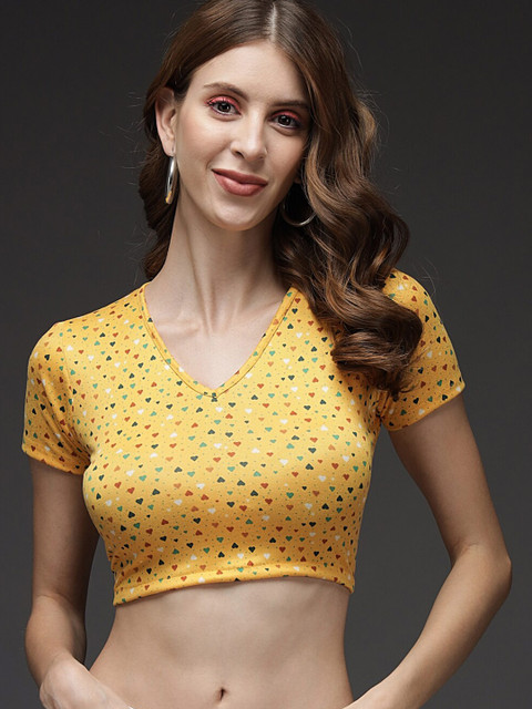 

Darzi Multicoloured Geometric Print Crop Top, Multi