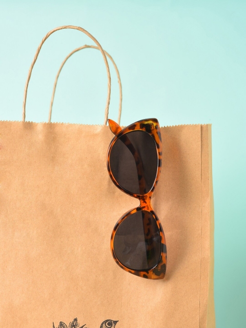 

HAUTE SAUCE by Campus Sutra Women Black Lens & Brown Cateye Sunglasses with UV Protected Lens