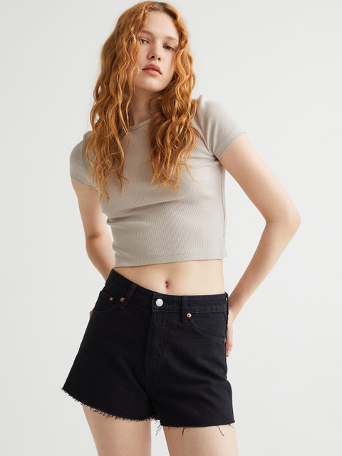 

H&M Women Black Vintage High Denim Shorts