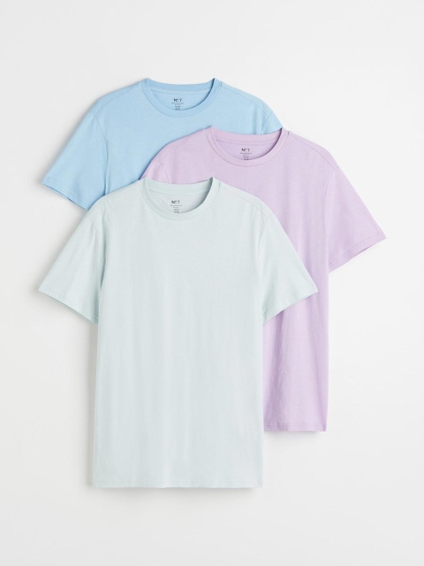 

H&M Men 3-Pack Regular Fit Round-Neck T-Shirts, Blue