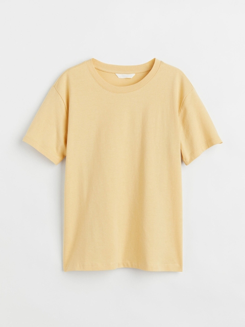 

H&M Women Yellow Cotton T-shirt