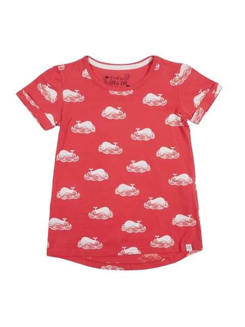 

Gini and Jony Girls Red Printed Top