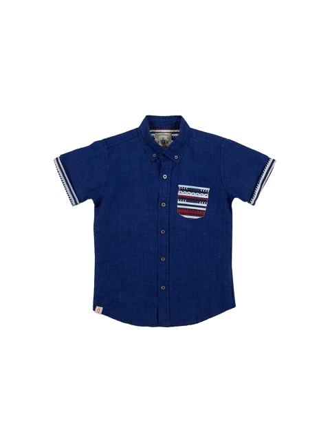 

Gini and Jony Boys Blue Regular Fit Solid Casual Shirt