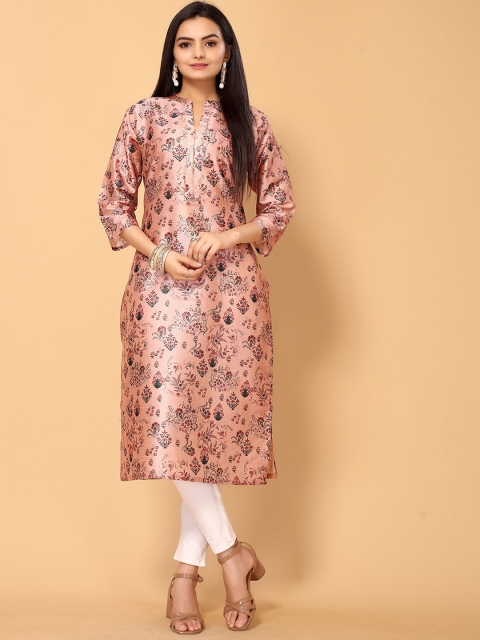 

Sangria Women Pink & Red Printed Silk Kurtas