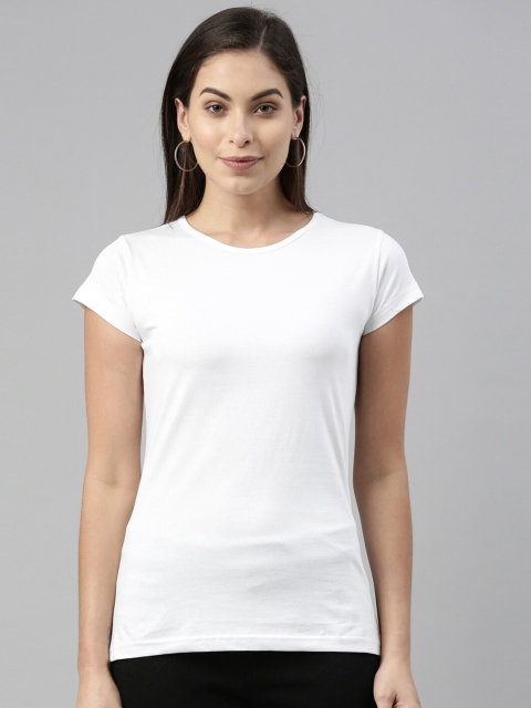 

macmerise Women White & ghost white Raw Edge T-shirt