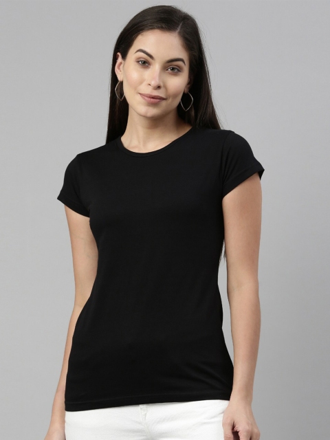 

macmerise Women Black & chinese black Extended Sleeves T-shirt