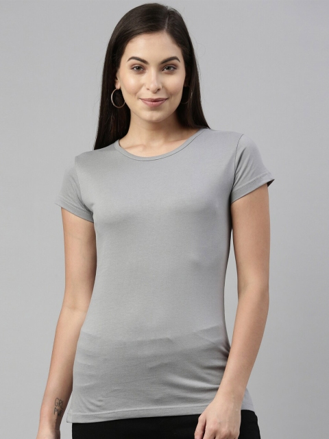 

macmerise Women Grey & chambray T-shirt