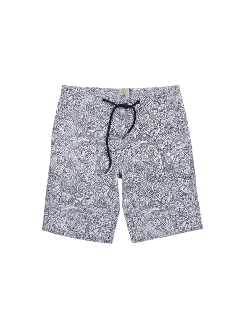 

Gini and Jony Boys White & Blue Printed Shorts