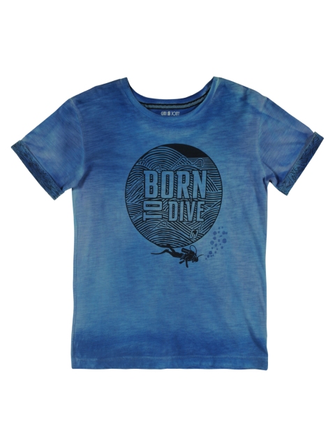 

Gini and Jony Boys Blue Printed T-shirt