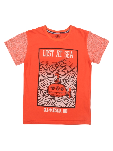

Gini and Jony Boys Orange Printed T-shirt