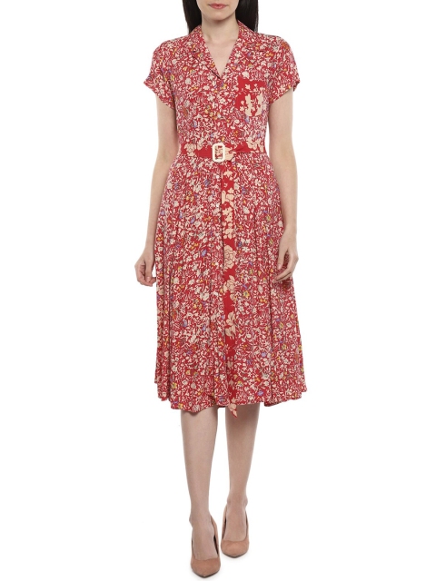 

Polo Ralph Lauren Women Red Floral Printed Pure Cotton Midi Dress
