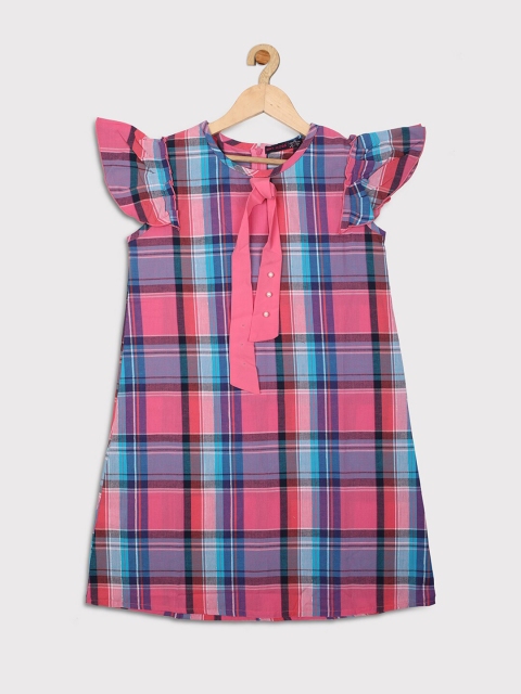 

Nins Moda Blue Checked A-Line Dress