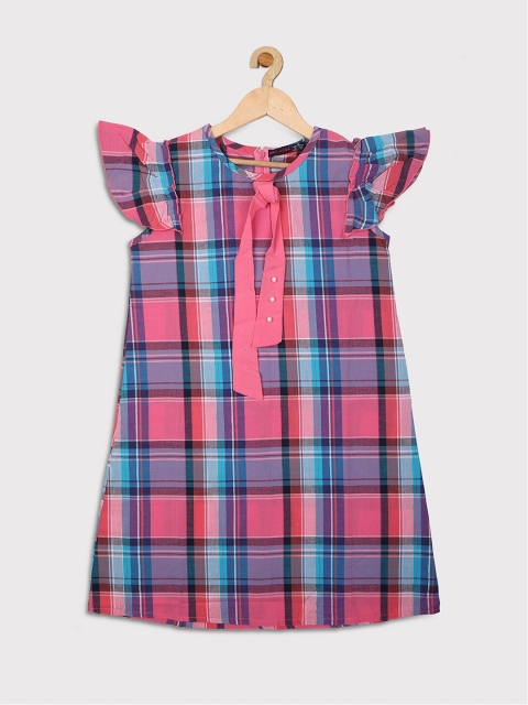 

Nins Moda Blue Checked A-Line Dress