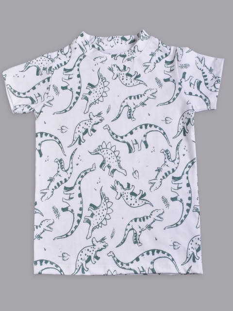 

Taatoom Boys White Printed Raw Edge T-shirt