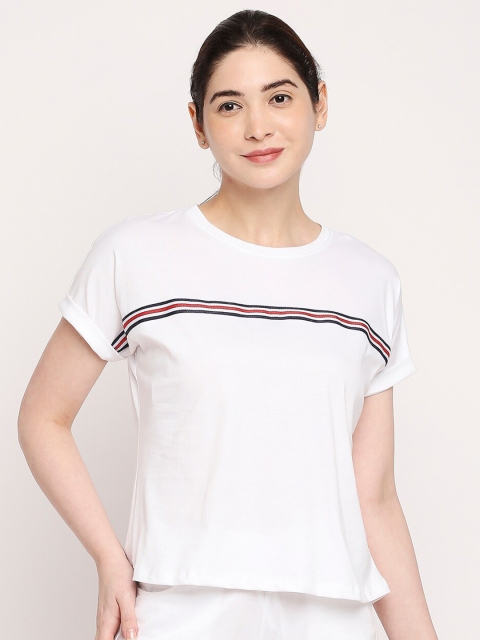 

Autumn Hues Women White Extended Sleeves T-shirt