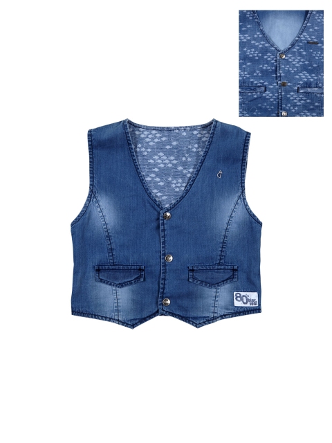 

Gini and Jony Boys Blue Printed Reversible Waistcoat